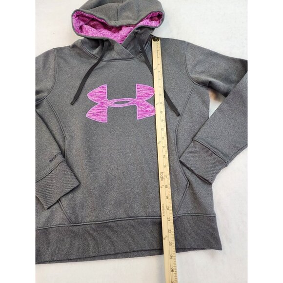 UNDER ARMOUR COLD GEAR LONG SLEEVE Gray Pink Hoodie Women M Activewear Sport - Picture 2 of 7